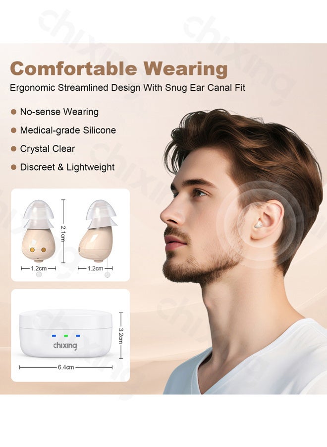 Chixing Hearing Aid for Adult, Nearly Invisible Rechargeable Hearing Aids, 100+ Hours of Charging Case Usage, Super-Mini Invisible Design, Comfort Fit in Ear Canal, AI Noise Cancellation and Clear Sound, Suitable for Various Daily Scenarios - Image 4