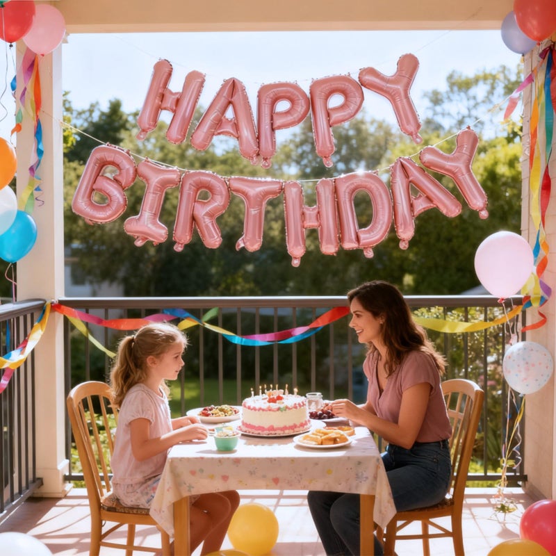 K.E.J. Pink Happy Birthday Balloon Banner Set -16 Inch Foil Letters Balloons, Reusable Birthday Decorations and Party Supplies, Suitable for Men and Women's Birthday Decorationsï¼ŒParty Backdrop - Image 5