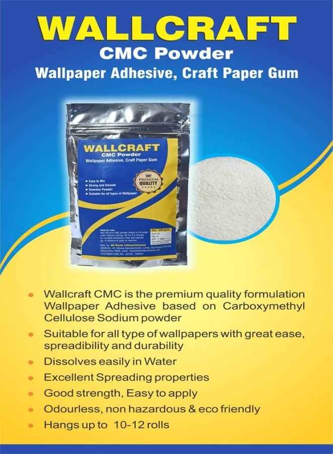 لاصق ورق جدران متعدد الأغراض من Wallcraft-CMC Powder - صمغ ورق الحرف اليدوية - 200 غرام لكل عبوة (عبوة من قطعتين، أبيض) - Image 3