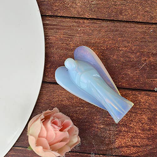 Crystu Opalite Angel Natural Crystal Stone Angels Size 5 cm (2 inch). Charged by Reiki Grand Master & Vastu Expert (Color : Blue) - Image 2