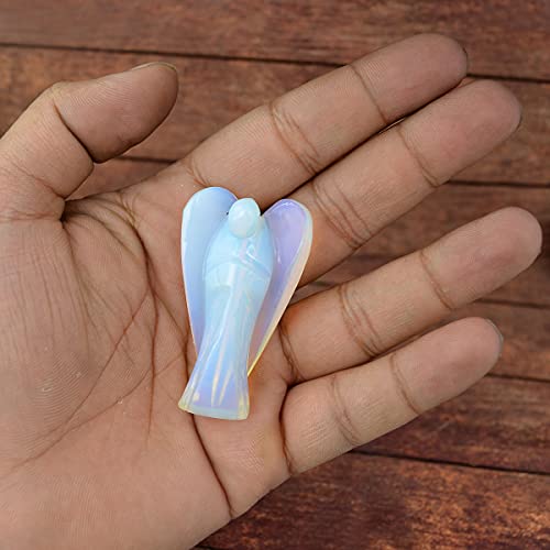 Crystu Opalite Angel Natural Crystal Stone Angels Size 5 cm (2 inch). Charged by Reiki Grand Master & Vastu Expert (Color : Blue) - Image 3