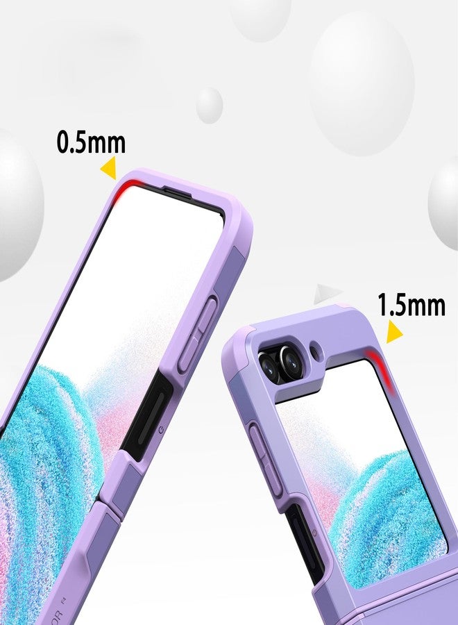 Asuwish Compatible with Samsung Galaxy Z Flip 5 5G 2023 Phone Case Cell Accessories Heavy Duty Slim Rubber Protective Armor Hard PC Anti-Slip Hybrid Cover for ZFlip5 Z5 Flip5 5Z Women Men Purple - Image 3