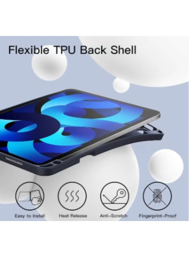 RTZ Case for iPad Air 11-Inch M2 (2024), iPad Air 5/4 (2022/2020 5th/4th 10.9-Inch) Built-in Pencil Holder Flexible Back Cover, Trifold Stand, Auto Sleep Wake Rebound Series Blue - Image 3