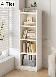 كوتيس رف عرض كتب إبداعي مكون من 4 طبقات ورف تخزين مصنوع من ألياف MDF باللون الأبيض 30x30x124 سم  - Image 1