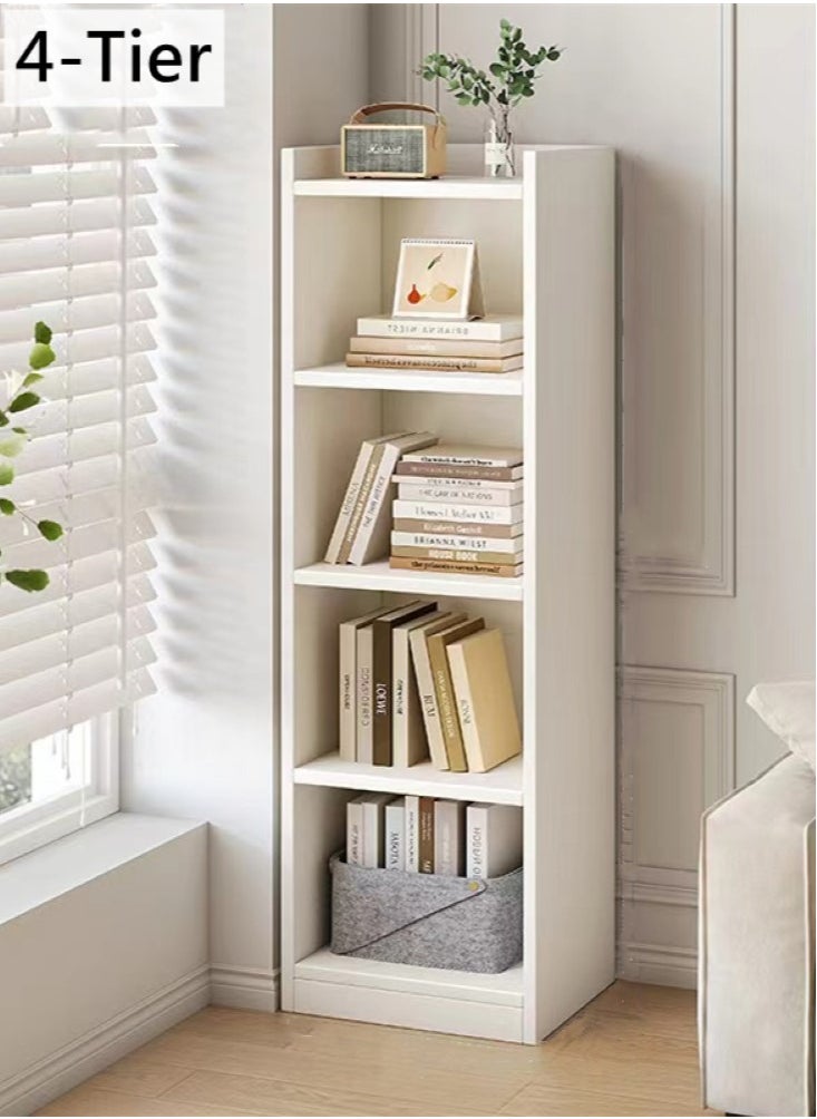 Kutis 4-Tier Creative Bookcase Display Shelf Bookshelf Storage Shelf MDF Fiberboard White 30x30x124 cm  - Image 1
