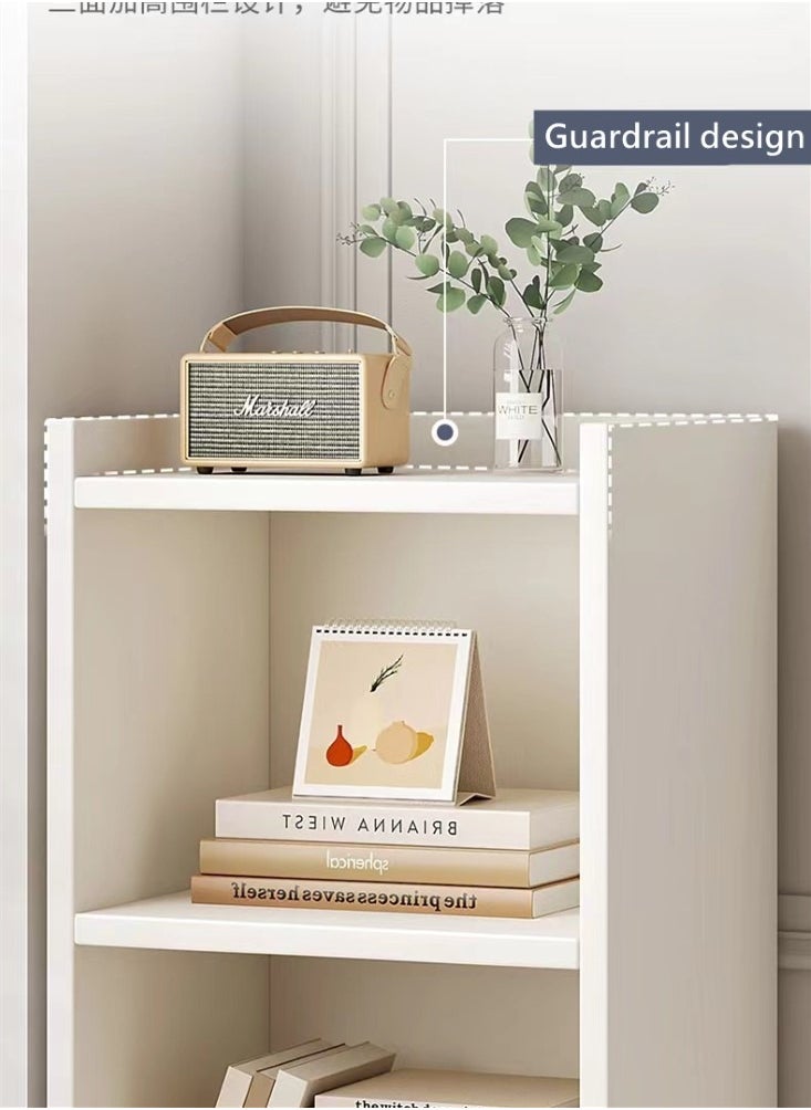 Kutis 4-Tier Creative Bookcase Display Shelf Bookshelf Storage Shelf MDF Fiberboard White 30x30x124 cm  - Image 2