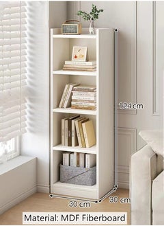 كوتيس رف عرض كتب إبداعي مكون من 4 طبقات ورف تخزين مصنوع من ألياف MDF باللون الأبيض 30x30x124 سم  - Image 5