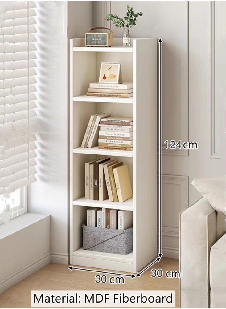 Kutis 4-Tier Creative Bookcase Display Shelf Bookshelf Storage Shelf MDF Fiberboard White 30x30x124 cm  - Image 5