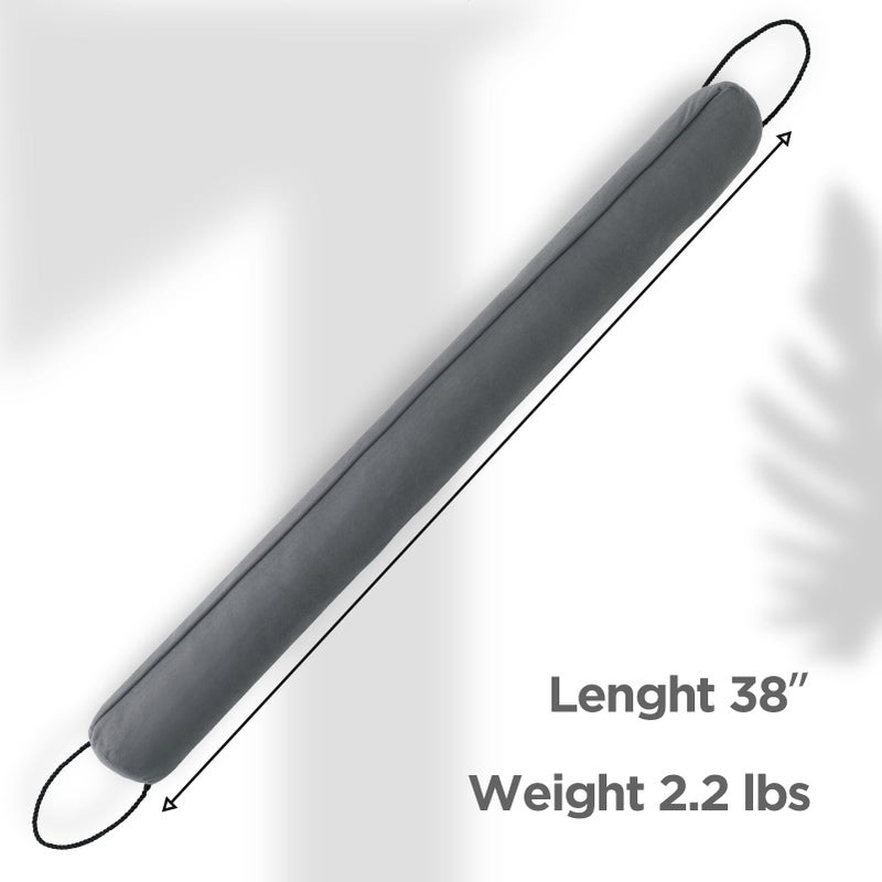 Sunolga 2 Packs 38 Inches 2.2Lb Weighted Door Draft Stopper Filled With Glass Beads & Cotton Removable Machine Washable Sound Proof Under Door Draft Blocker With Anti-Abrasion Bottom For Door Grey - Image 2