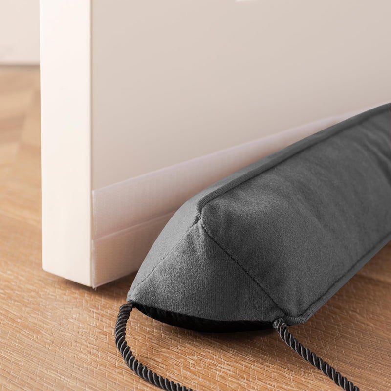 Sunolga 2 Packs 38 Inches 2.2Lb Weighted Door Draft Stopper Filled With Glass Beads & Cotton Removable Machine Washable Sound Proof Under Door Draft Blocker With Anti-Abrasion Bottom For Door Grey - Image 5