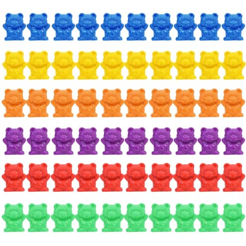 Timoo Colored Counting Bears 60 PCS Color Sorting Bears Green Purple Blue Orange Red Yellow - Image 1