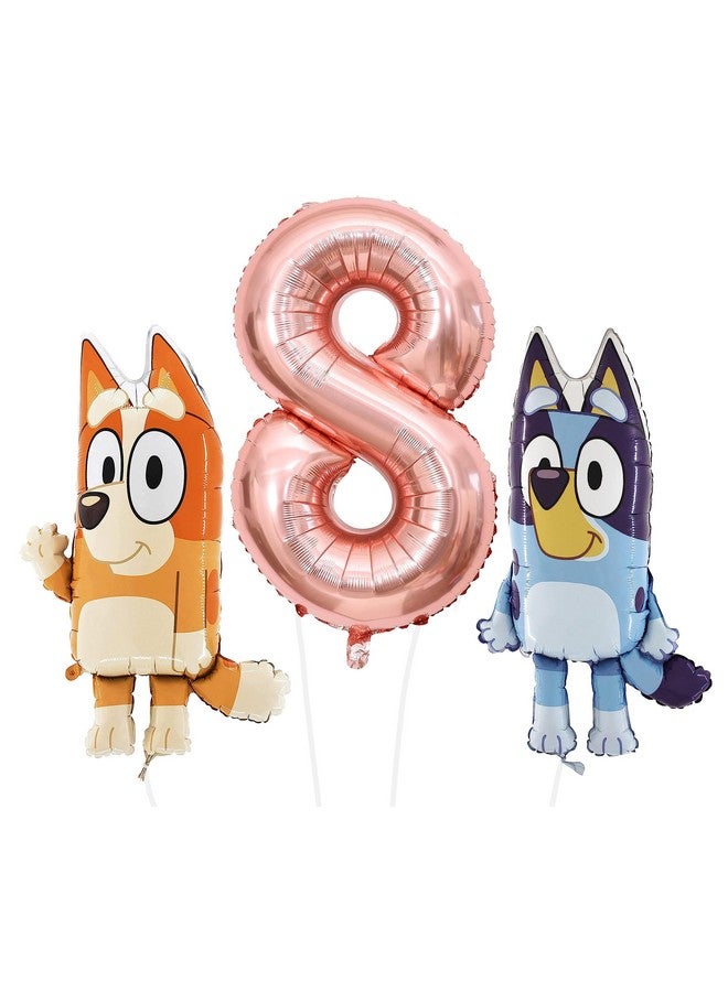 Toyland® Bluey & Bingo Balloon Birthday Pack - 2 x 32" Character Balloons & 1 x 40" Number Balloon - Kids Party Decorations