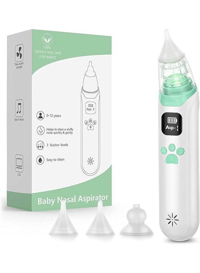 Electric Nasal Aspirator - Adjustable Suction with 3 Silicone Tips, Relaxing Function with Music & Light for Babies - Image 1