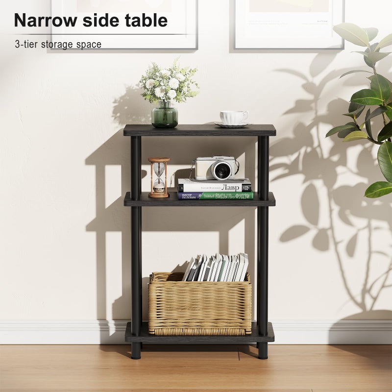 Apicizon Small Narrow Side Table, 3-Tier Skinny End Table with Storage Shelf, Slim Nightstand Bedside Table for Small Spaces, Living Room, Bderoom, Black - Image 4