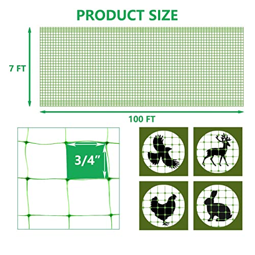UWIOFF Garden Netting, 7 x 100 FT Bird Netting for Garden Protection, Green Deer Netting for Plants Fruit Trees Vegetables from Birds, Squirrels, Other Animals - Image 5