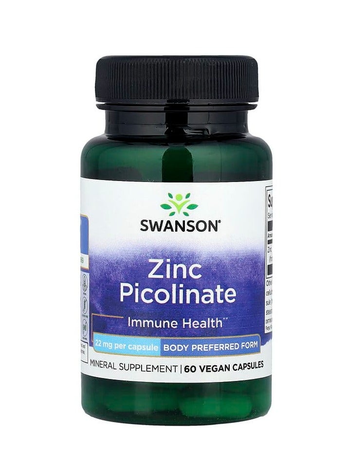 سوانسون بيكولينات الزنك، 22 ملغ، 60 كبسولة نباتية - Image 1