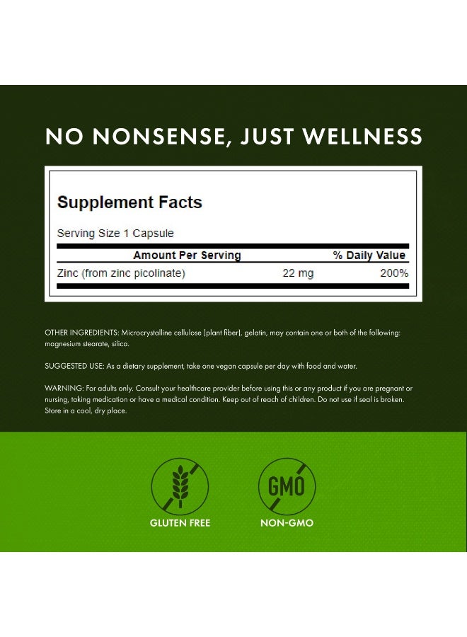 سوانسون بيكولينات الزنك، 22 ملغ، 60 كبسولة نباتية - Image 2