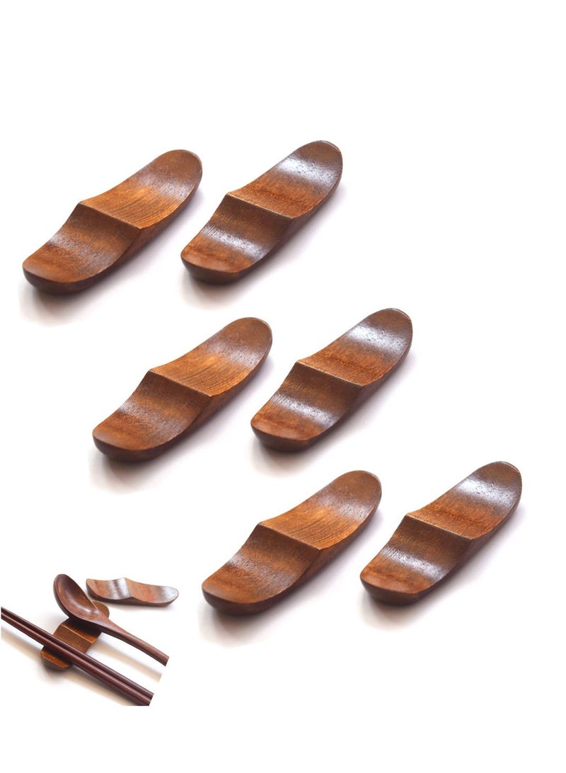 واي آند دي Wooden Spoon Chopstick Rest Set, Sushi Chopsticks Holder, Table Fork Simple Stand, Pillow Shape Stand for House Kitchen Tables Decoration Accessories 6PCS - Image 1