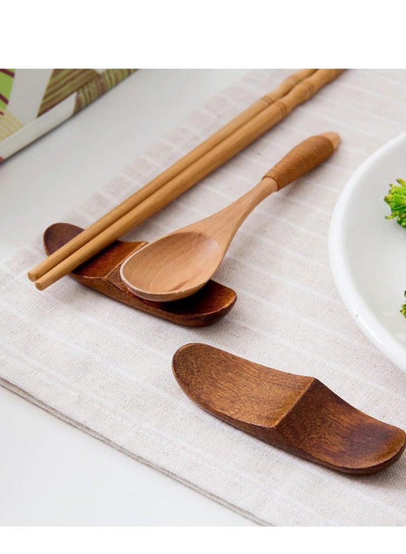 واي آند دي Wooden Spoon Chopstick Rest Set, Sushi Chopsticks Holder, Table Fork Simple Stand, Pillow Shape Stand for House Kitchen Tables Decoration Accessories 6PCS - Image 5