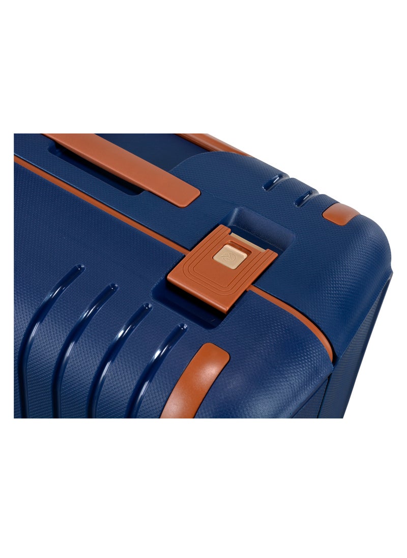 eminent - Vertica Hard Case Travel Bag Cabin Luggage Trolley Polypropylene Lightweight Suitcase 4 Quiet Double Spinner Wheels With TSA Lock B0006 Dark Blue Brown Trim - Image 1