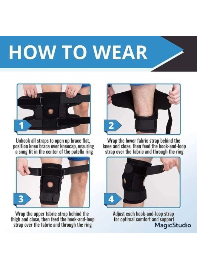 Open Patella Knee Brace with Double Aluminum Hinges - Adjustable Neoprene Support for ACL, Meniscus Tear & Knee Pain - Compression Sleeve for Sports & Rehab - Image 3