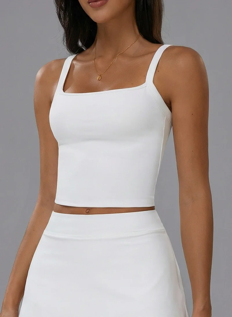 SVL Women's Sports Top with Built-in Bra - White - SVL