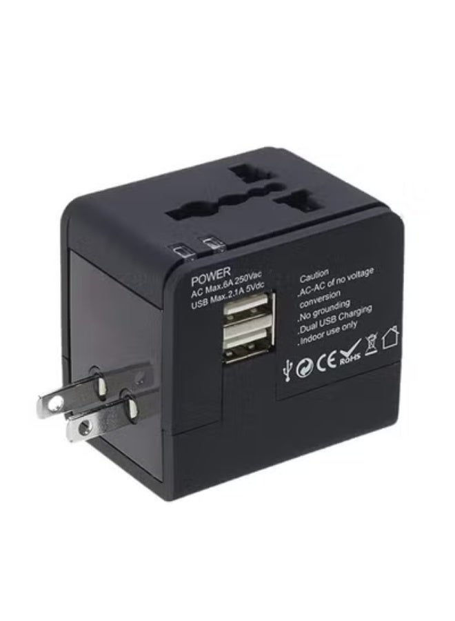 WINSEE Wall Adapter + Portable Charger with Dual USB Ports for Standard + Recessed Outlets (over 175 countries) for Cell Phones, Tablets, Laptops, Black - Image 4