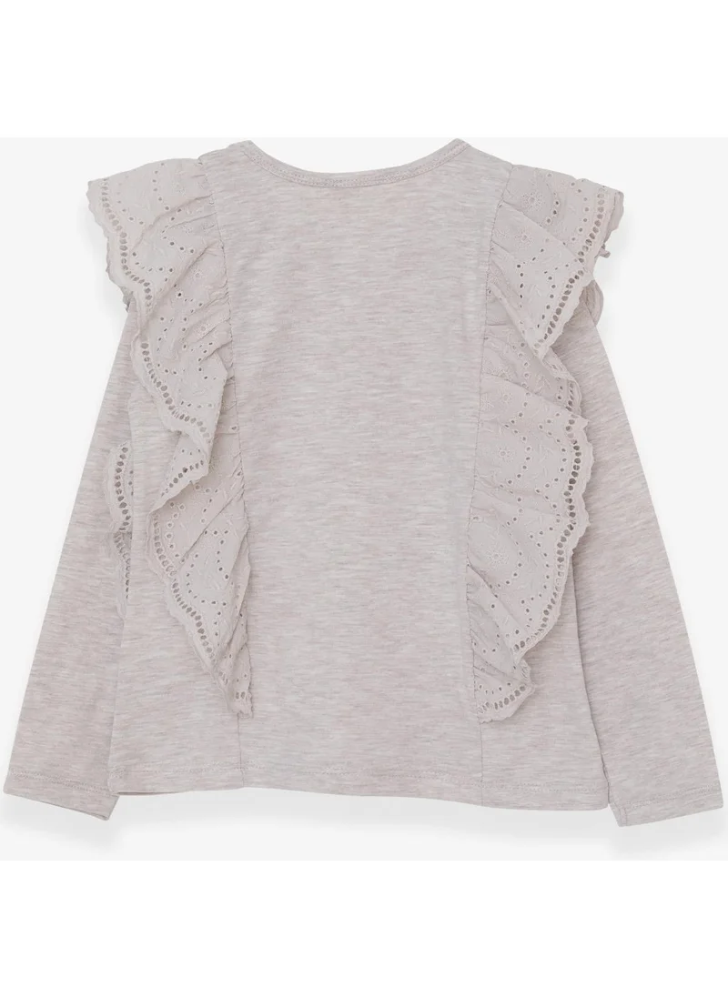 بريز Girl's Blouse Laced 5-10 Years, Beige Melange