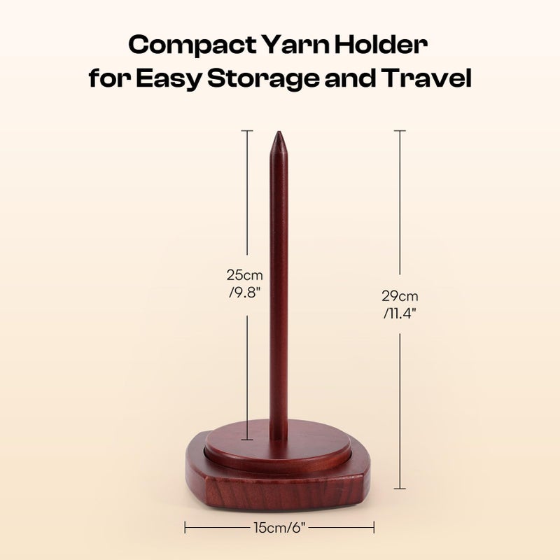 Caydo Wooden Yarn Holder for Knitting and Crocheting, Easy Install and Operate Yarn Spinner Holder, Yarn Spinner with Yarn Storage, Perfect Crochet Gift for Craft Enthusiasts - Brown - Image 2