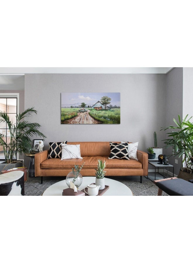 Arjun Farm Landscape Painting, 40x20 inches Canvas Wall Art, Modern Rural Natural Scenery for Living Room, Bedroom, Bathroom, Office Wall Decor - Image 2