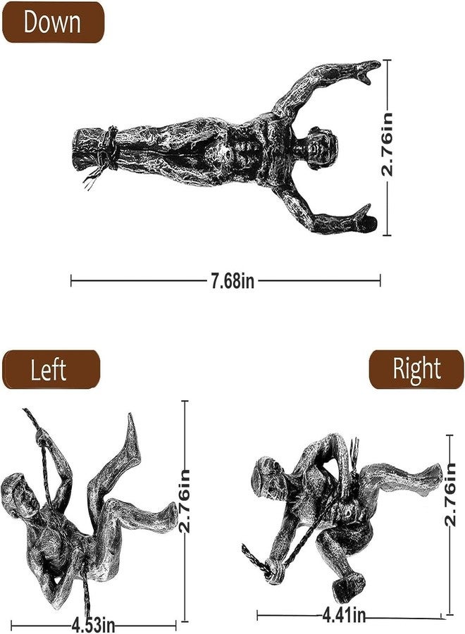 TOSPHU Set of 3 Climbing Men Man Wall Art Decor Sculpture Cool Hanging Gifts for Rock Climber Stuff for Men Sports & Outdoors Army Mountain Figures Home Office Gym-7.8" Down and 4.5" Left/Right - Image 4