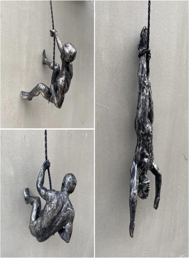 TOSPHU Set of 3 Climbing Men Man Wall Art Decor Sculpture Cool Hanging Gifts for Rock Climber Stuff for Men Sports & Outdoors Army Mountain Figures Home Office Gym-7.8" Down and 4.5" Left/Right - Image 2