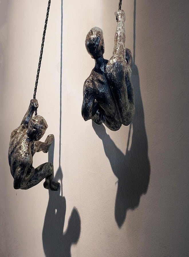 TOSPHU Set of 3 Climbing Men Man Wall Art Decor Sculpture Cool Hanging Gifts for Rock Climber Stuff for Men Sports & Outdoors Army Mountain Figures Home Office Gym-7.8" Down and 4.5" Left/Right - Image 5