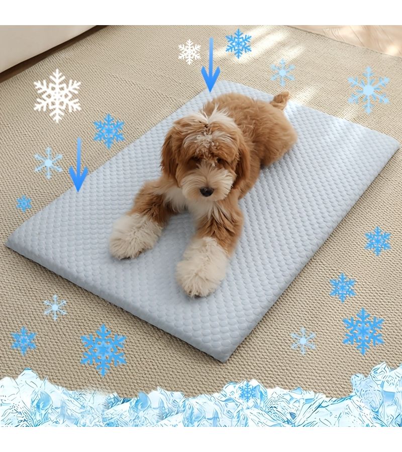 Large Grey Cooling Dog Bed With Memory Foam For Indoor Outdoor Use Breathable Washable Non Slip Summer Mat For Small Medium Large Dogs And Cats - Image 1