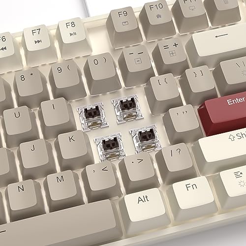 MageGee 75% Mechanical Gaming Keyboard, Brown Switch, LED White Backlit, 87 Keys Compact TKL Wired Computer Keyboards for Windows Laptop PC Gamer - Retro Grey/White - Image 2