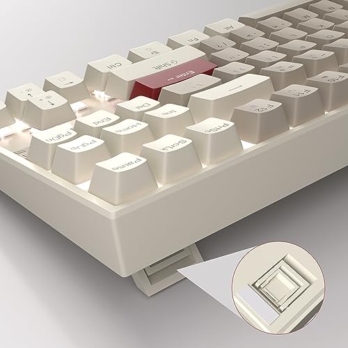 MageGee 75% Mechanical Gaming Keyboard, Brown Switch, LED White Backlit, 87 Keys Compact TKL Wired Computer Keyboards for Windows Laptop PC Gamer - Retro Grey/White - Image 5
