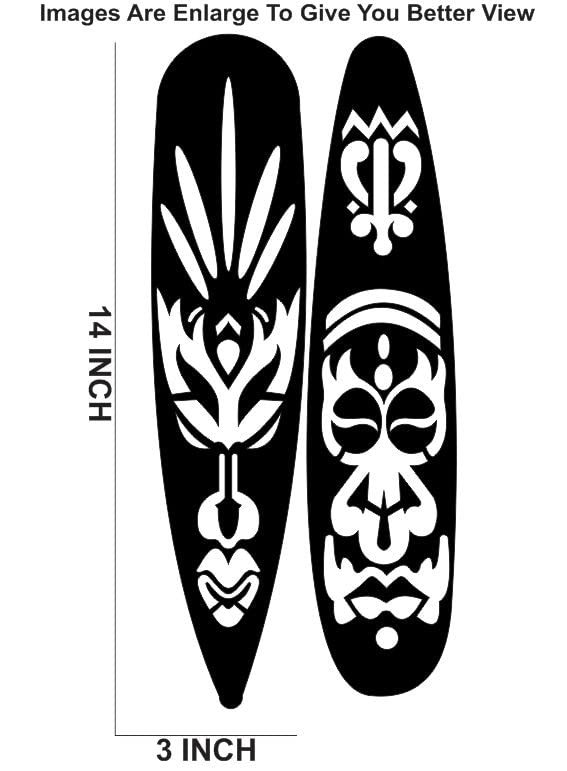 300Sparkles African Face 2 Pcs Set Tribal People Wall Decor Home Room Office Indoor Decoration Antique Art Black - Image 2