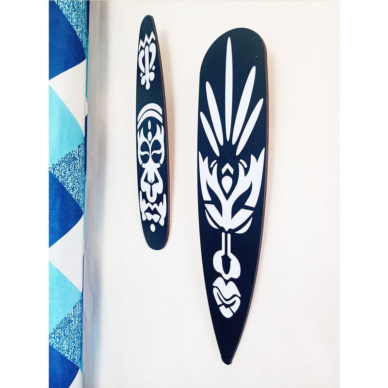 300Sparkles African Face 2 Pcs Set Tribal People Wall Decor Home Room Office Indoor Decoration Antique Art Black - Image 3