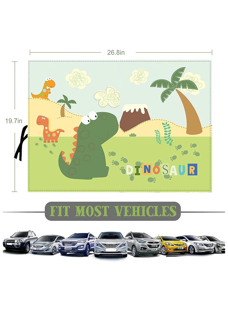 عام ستائر نوافذ السيارة للأطفال والرضع، مجموعة من قطعتين، ستارة شمسية مغناطيسية ذات طبقتين، خيارات للظل الكامل والجزئي، ستائر نوافذ السيارة بتصميم ديناصور لطيف لحماية من الحرارة/الأشعة فوق البنفسجية - Image 2