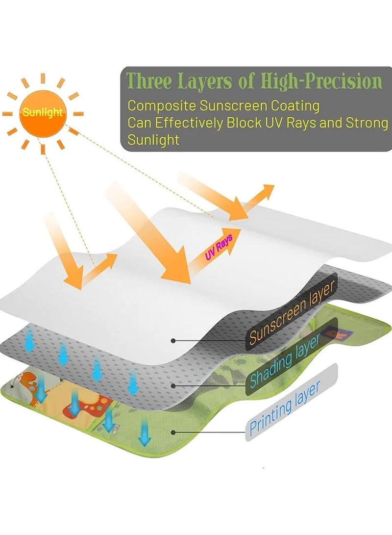 عام ستائر نوافذ السيارة للأطفال والرضع، مجموعة من قطعتين، ستارة شمسية مغناطيسية ذات طبقتين، خيارات للظل الكامل والجزئي، ستائر نوافذ السيارة بتصميم ديناصور لطيف لحماية من الحرارة/الأشعة فوق البنفسجية - Image 3