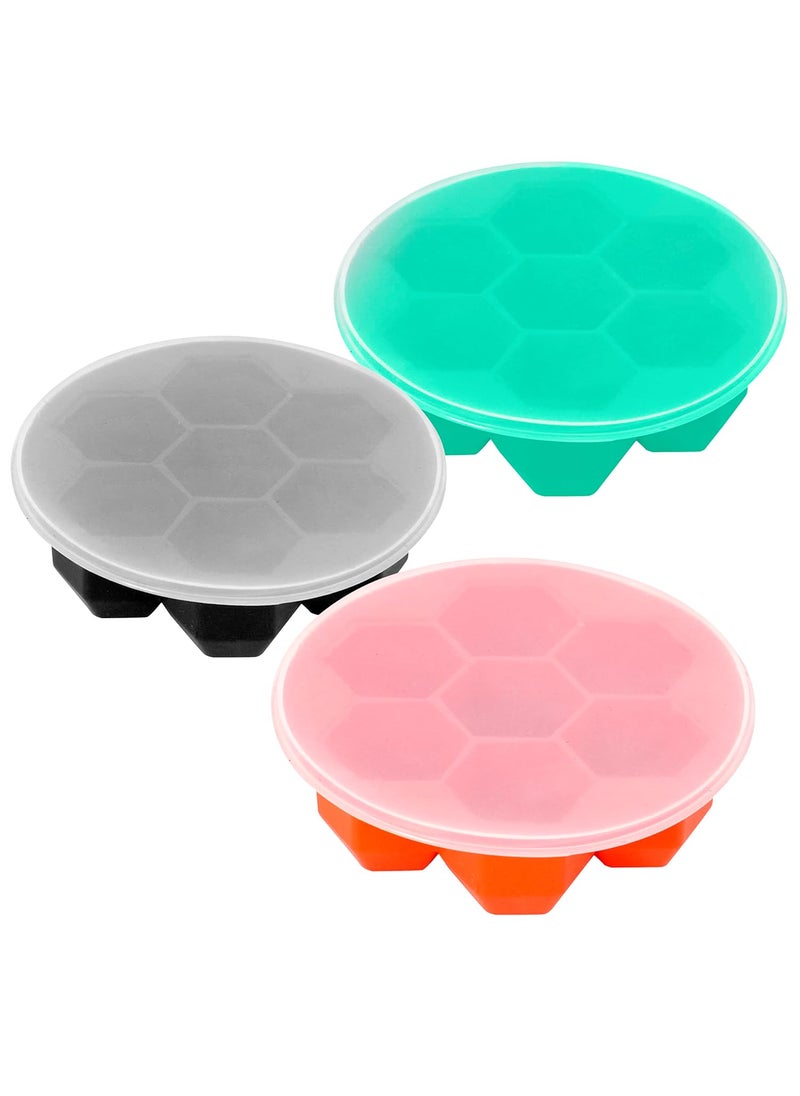 Karp KARP Flexible Silicone Honeycomb Shape 7 Cavity Ice Cube Tray with Lid, Easy Releas Freezer Chilling Cocktails, Whiskey-Mix Color - 1 Qty 