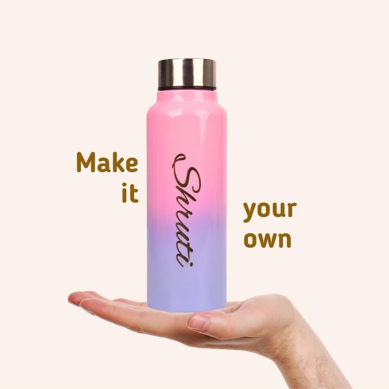 YOUR GIFT STUDIO Customized Water Bottle 750ml with Name Engrave | Personalized Stainless Steel Water Bottle for Kids, Office, School etc