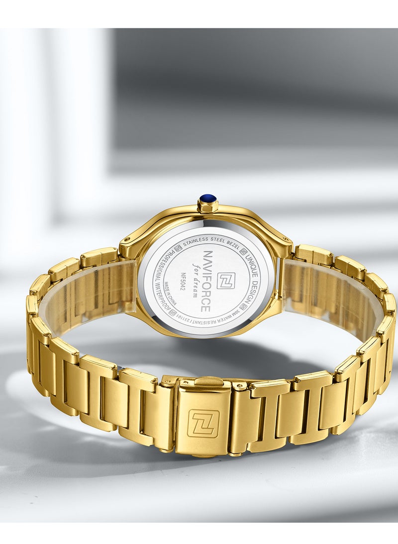 NAVIFORCE New Design Stainless Steel Analog Wrist Watch For Women NF5042 G/W/G - Image 5