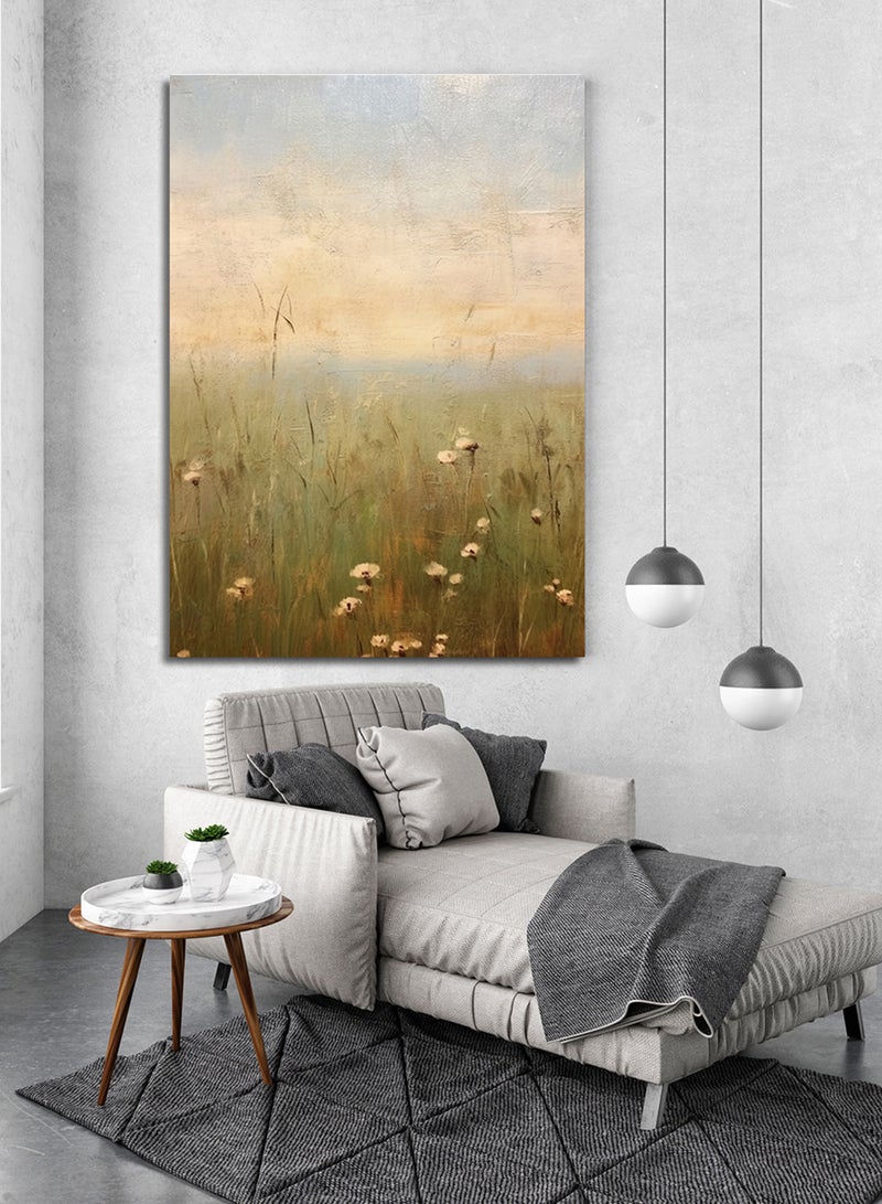 LOWHA Canvas Wall Art Stretched Over Wooden Frame with Flowers Field Painting - Image 1