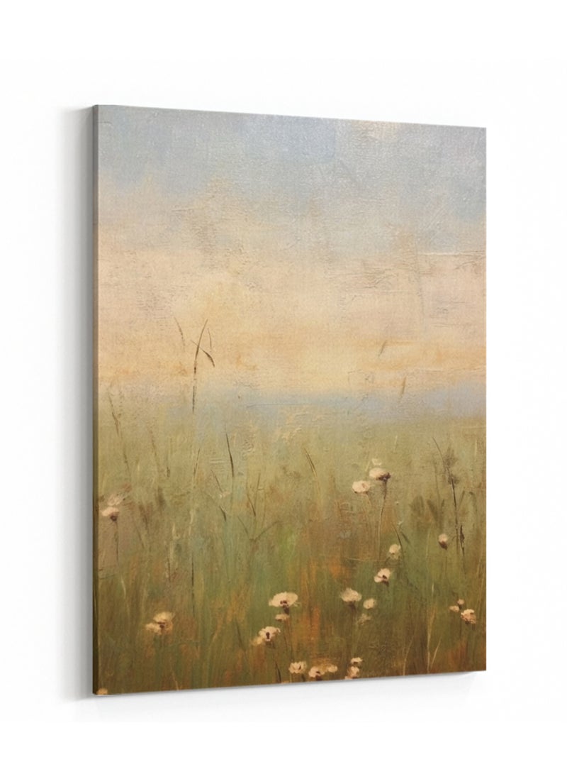 LOWHA Canvas Wall Art Stretched Over Wooden Frame with Flowers Field Painting - Image 4