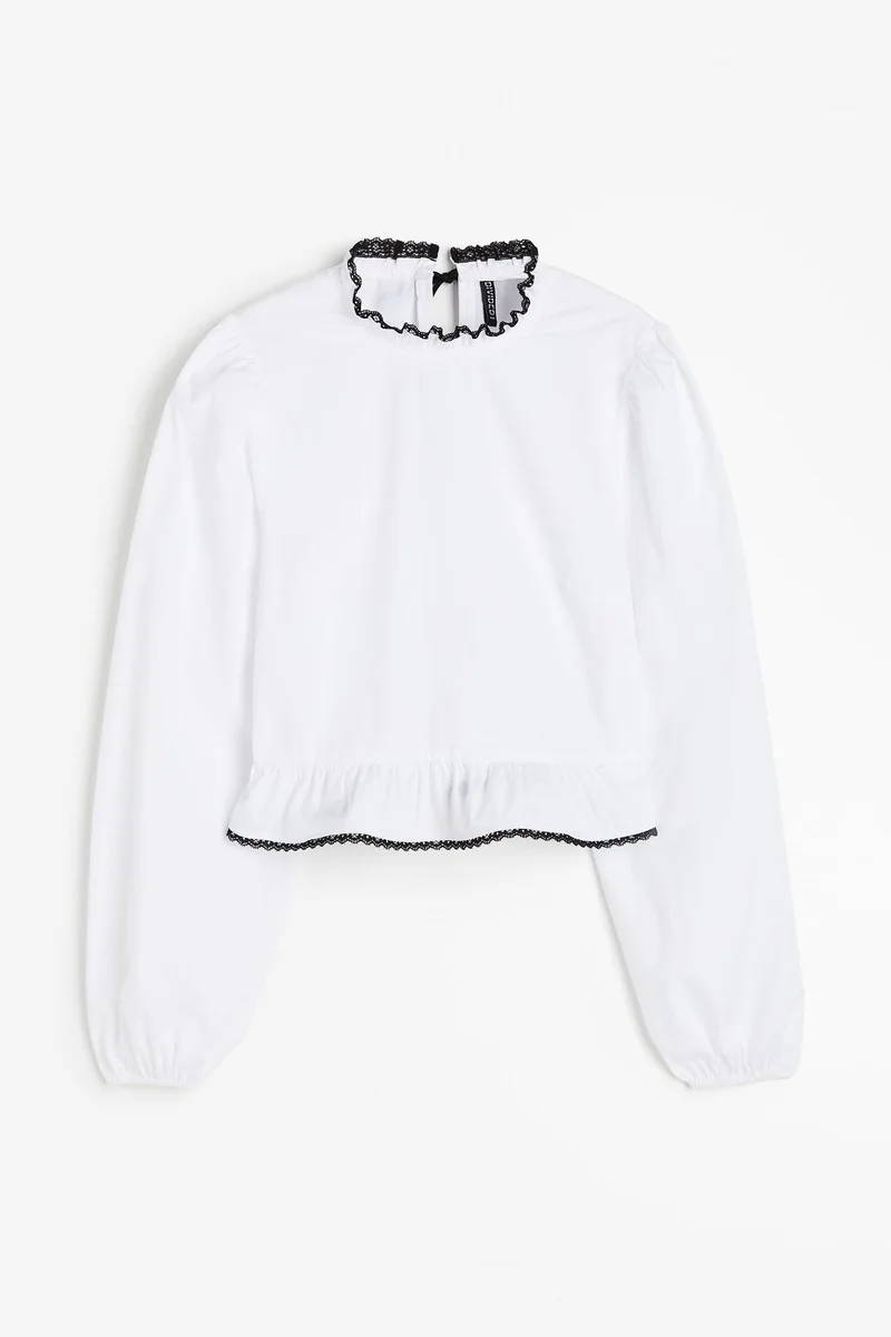 H&M Puff Sleeve Lettuce Top