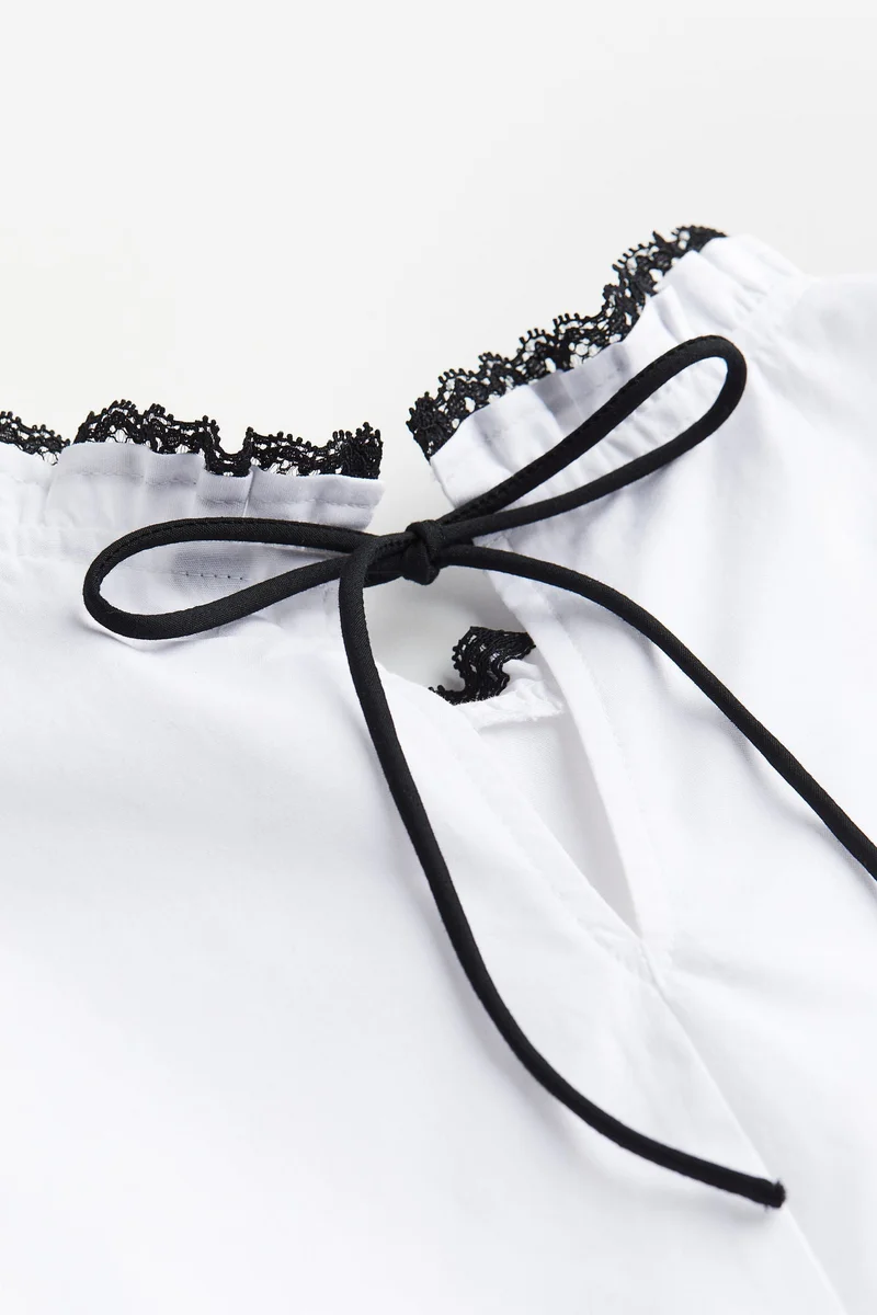 H&M Puff Sleeve Lettuce Top