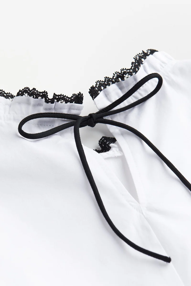 H&M Puff Sleeve Lettuce Top
