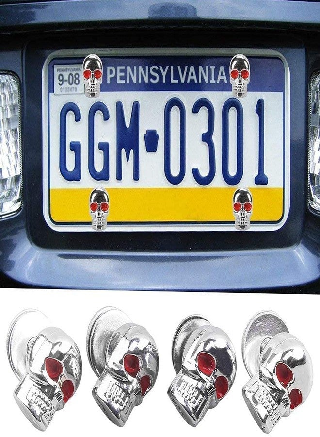 venveal Skull License Plate Bolts, Universal License Plate Fasteners Screws Caps for Motorcycle Chopper Car Tag Frame, Stainless Steel Windscreen Trim Cover Replacement Kit (Chrome, 4 Pack) - Image 5