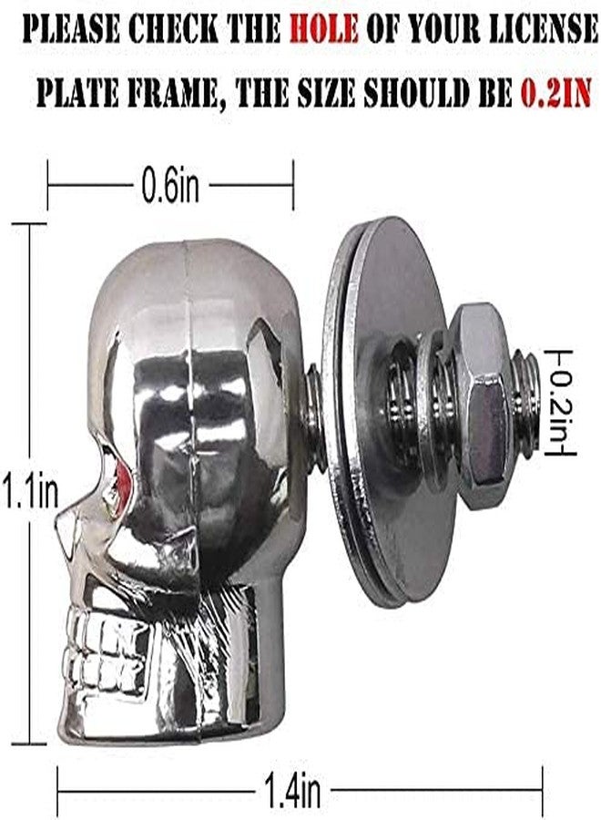 venveal Skull License Plate Bolts, Universal License Plate Fasteners Screws Caps for Motorcycle Chopper Car Tag Frame, Stainless Steel Windscreen Trim Cover Replacement Kit (Chrome, 4 Pack) - Image 3